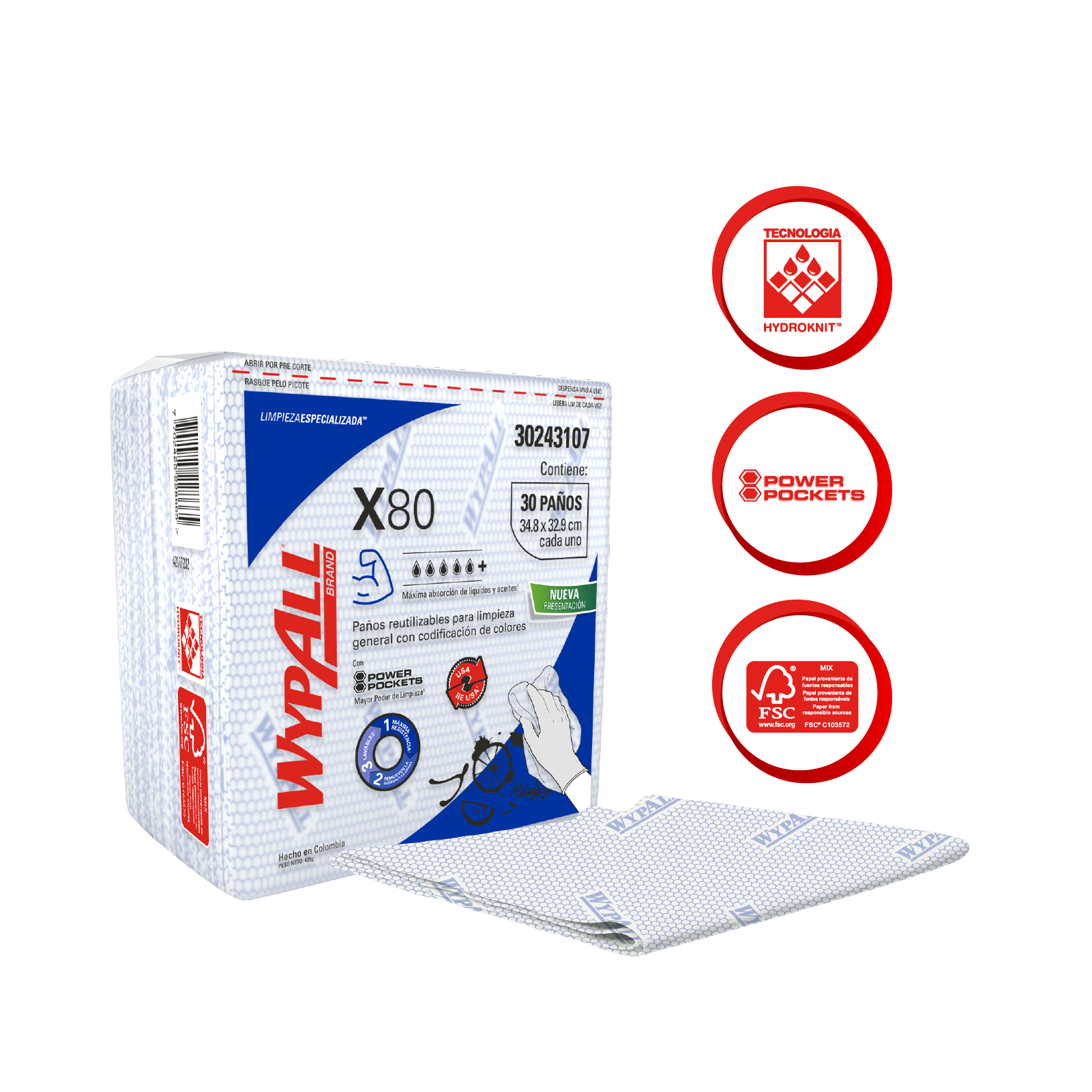 KCP PAÑO IND WYPALL X-80 AZUL 10X1X30 QF