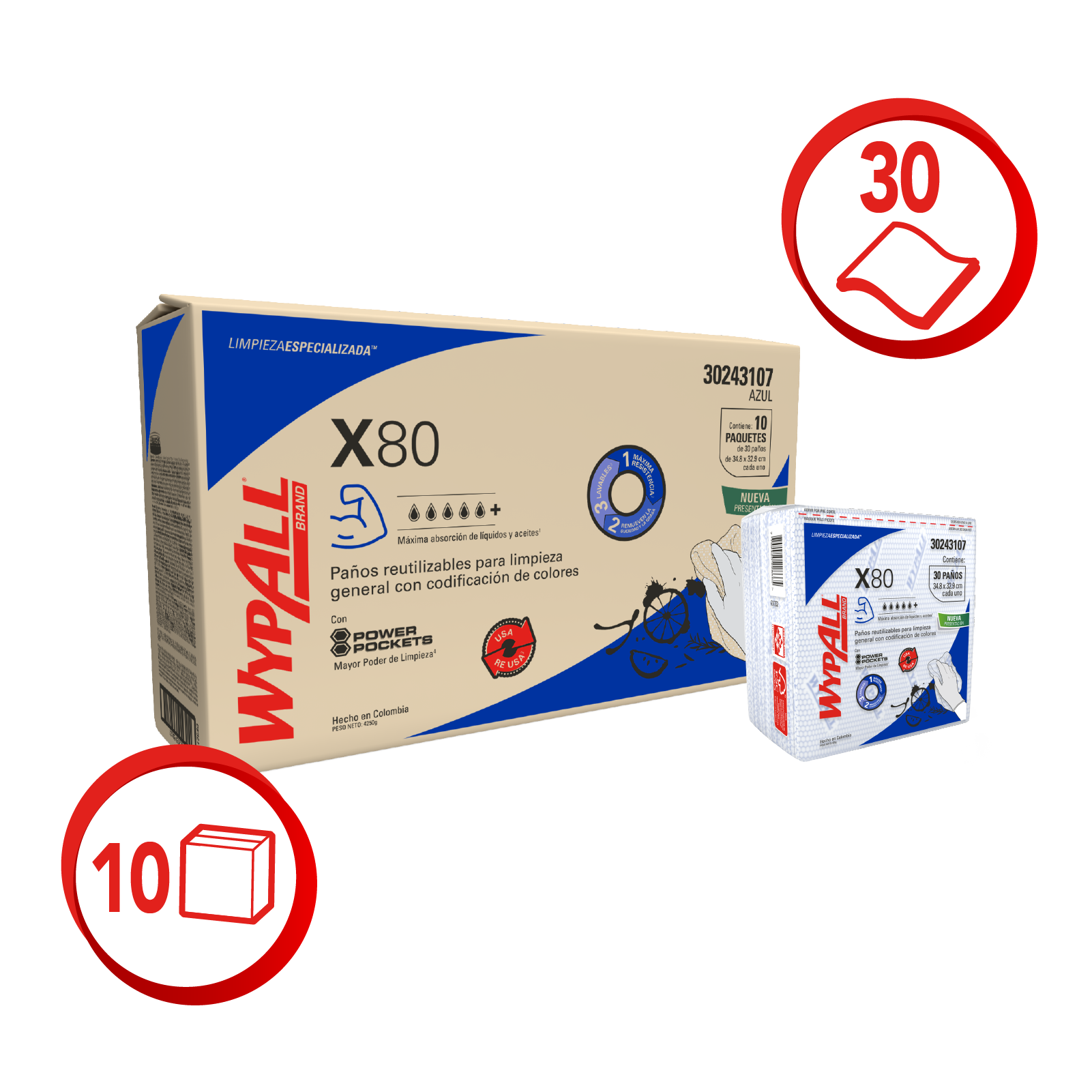 KCP PAÑO IND WYPALL X-80 AZUL 10X1X30 QF