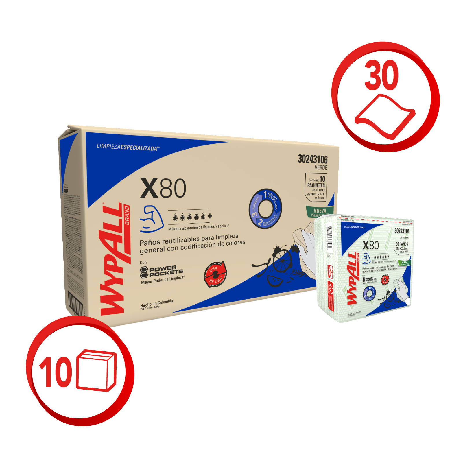 KCP PAÑO IND WYPALL X-80 VERDE  10X1X30 QF