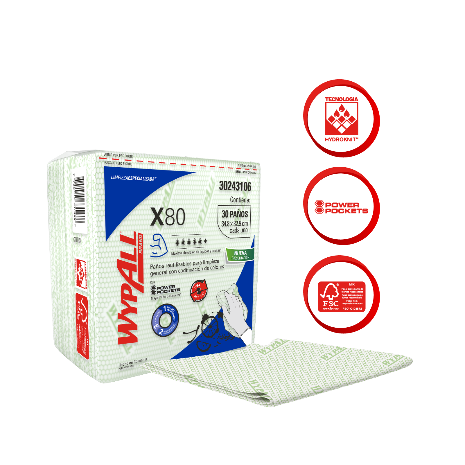 KCP PAÑO IND WYPALL X-80 VERDE  10X1X30 QF